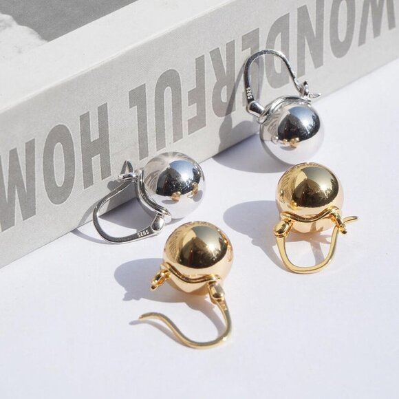 Elegant 925 Sterling Silver Pearl Drop Earrings Dangle Stud Gold Plated Earrings - Picture 5 of 6